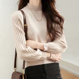 ベージュ | トップス リブ ニットモックネック | Doux Belle 