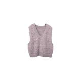 グレー | トップス ベストカジュアル ふんわり ファー Vネック シャギー風   | Doux Belle 