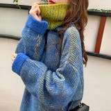 ブルー | トップス オーバサイズ ハイネック | Doux Belle 