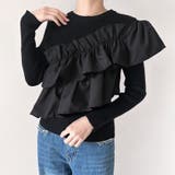 ブラック | アシメトリーフリルニット | Doux Belle 