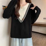 レイヤード風ニットトップス | Doux Belle  | 詳細画像3 