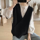 ブラック | ノースリーブニットベスト | Doux Belle 