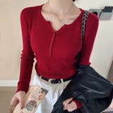 ボタンデザインリブトップス | Doux Belle  | 詳細画像10 