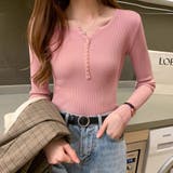 ボタンデザインリブトップス | Doux Belle  | 詳細画像3 