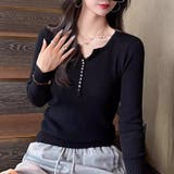 ボタンデザインリブトップス | Doux Belle  | 詳細画像4 