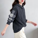 ケーブル編みボーダー袖フード付きニット | Doux Belle  | 詳細画像9 