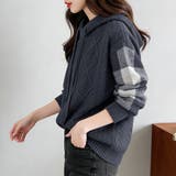 ケーブル編みボーダー袖フード付きニット | Doux Belle  | 詳細画像10 