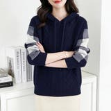 ケーブル編みボーダー袖フード付きニット | Doux Belle  | 詳細画像14 