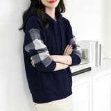 ケーブル編みボーダー袖フード付きニット | Doux Belle  | 詳細画像15 