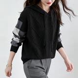 ケーブル編みボーダー袖フード付きニット | Doux Belle  | 詳細画像16 