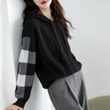 ケーブル編みボーダー袖フード付きニット | Doux Belle  | 詳細画像17 