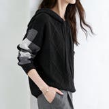 ケーブル編みボーダー袖フード付きニット | Doux Belle  | 詳細画像18 