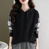 ケーブル編みボーダー袖フード付きニット | Doux Belle  | 詳細画像19 