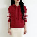 ケーブル編みボーダー袖フード付きニット | Doux Belle  | 詳細画像23 