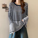 太細ボーダー切替ゆるシルエットトップス | Doux Belle  | 詳細画像1 