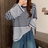 太細ボーダー切替ゆるシルエットトップス | Doux Belle  | 詳細画像3 