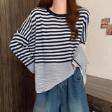 太細ボーダー切替ゆるシルエットトップス | Doux Belle  | 詳細画像4 