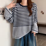 太細ボーダー切替ゆるシルエットトップス | Doux Belle  | 詳細画像7 