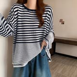 太細ボーダー切替ゆるシルエットトップス | Doux Belle  | 詳細画像8 