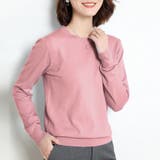 コーラルピンク | シンプルシルエットニットトップス | Doux Belle 