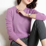 ライトパープル | シンプルシルエットニットトップス | Doux Belle 