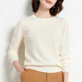 オフホワイト | シンプルシルエットニットトップス | Doux Belle 
