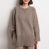 グレイッシュベージュ | サイドスリットオーバーサイズニット | Doux Belle