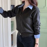 レイヤード風ジップニットストライプシャツ | Doux Belle | 詳細画像3