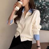 レイヤード風ジップニットストライプシャツ | Doux Belle | 詳細画像7