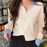 レイヤード風ジップニットストライプシャツ | Doux Belle | 詳細画像9