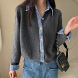 デニムシャツ風レイヤードニットトップス レディース ニット | Doux Belle  | 詳細画像10 