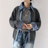 デニムシャツ風レイヤードニットトップス レディース ニット | Doux Belle  | 詳細画像34 