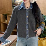 デニムシャツ風レイヤードニットトップス レディース ニット | Doux Belle  | 詳細画像44 