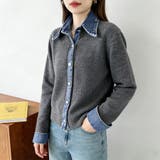 デニムシャツ風レイヤードニットトップス レディース ニット | Doux Belle  | 詳細画像55 