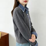 デニムシャツ風レイヤードニットトップス レディース ニット | Doux Belle  | 詳細画像57 