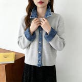 デニムシャツ風レイヤードニットトップス レディース ニット | Doux Belle  | 詳細画像62 