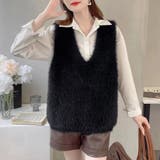 ブラック | フェイクファーベスト | Doux Belle 