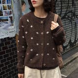 ダークブラウン | ドットデザインニットカーディガン | Doux Belle 