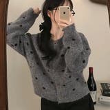 グレー | ドットデザインニットカーディガン | Doux Belle 