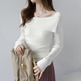 オフホワイト | 折り返しネックオフショル風トップス | Doux Belle 