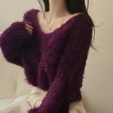 ダークパープル | シャギーニットトップス レディース トップス | Doux Belle 
