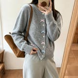リボン&フラワー刺繍ニットカーディガン レディース トップス | Doux Belle | 詳細画像1