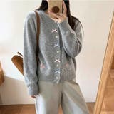 リボン&フラワー刺繍ニットカーディガン レディース トップス | Doux Belle | 詳細画像4