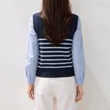 レイヤード風ボーダーベストドッキング長袖トップス レディース トップス | Doux Belle | 詳細画像7