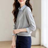 ストライプ柄ドッキングVネックニットトップス レディース トップス | Doux Belle | 詳細画像10