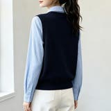 ストライプシャツドッキングニットベストトップス レディース トップス | Doux Belle | 詳細画像8