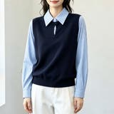 ストライプシャツドッキングニットベストトップス レディース トップス | Doux Belle | 詳細画像9