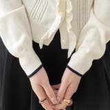 フリル切り替えクルーネック長袖ニットカーディガン レディース トップス | Doux Belle | 詳細画像11