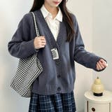 Vネック長袖オーバーサイズニットカーディガン レディース トップス | Doux Belle | 詳細画像10
