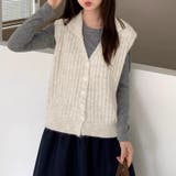 襟ラインチルデン風ニットベスト レディース トップス | Doux Belle | 詳細画像2